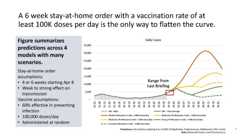 6 week stay-at-home order and at least 100,000 vaccinations a day only way to flatten COVID-19 curve; officials