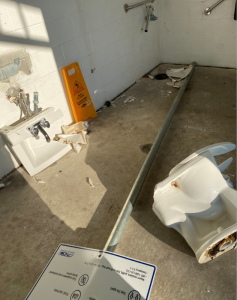 Damage in park washroom