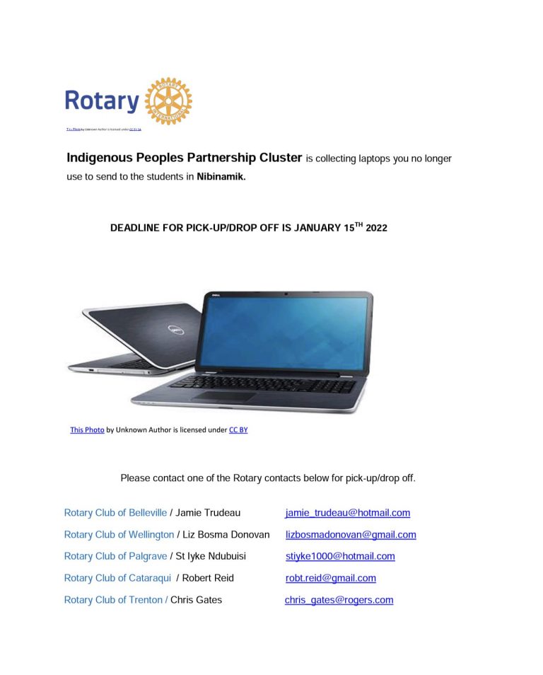 Rotary Clubs Including Palgrave Collecting Used Laptops for Nibinamik