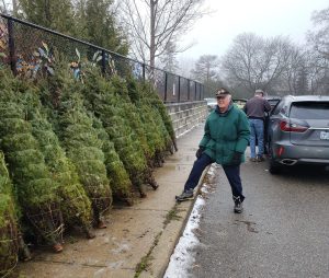 Member Bernie Rochon with Christmas Trees