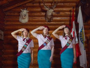 ladies saluting at Camp Hoo-Ha