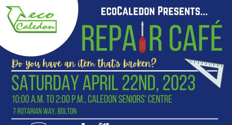Next ecoCaledon Repair Café to be Held on Earth Day