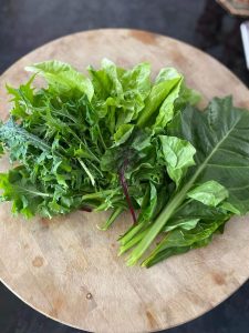 Some of ANdrea’s greens on a platter