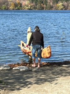 Launching the canoe